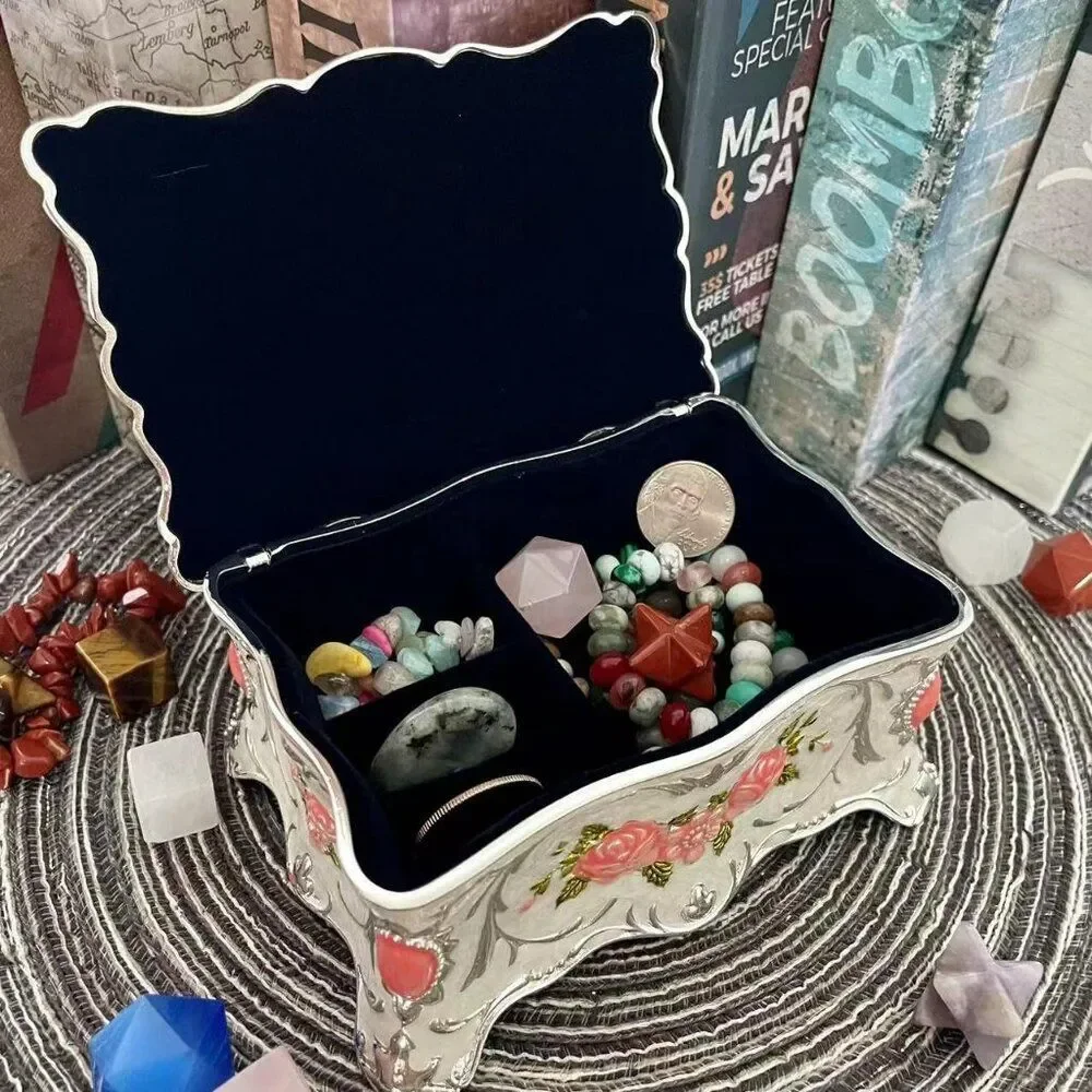 Truewon Vintage Rose Jewelry Box | Velvet Lined Keepsake Box | NIB